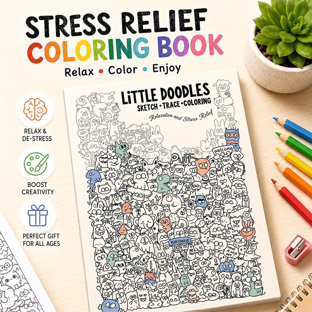 Art Book Illustration - Little Doodles Coloring Book Pages, Sketch